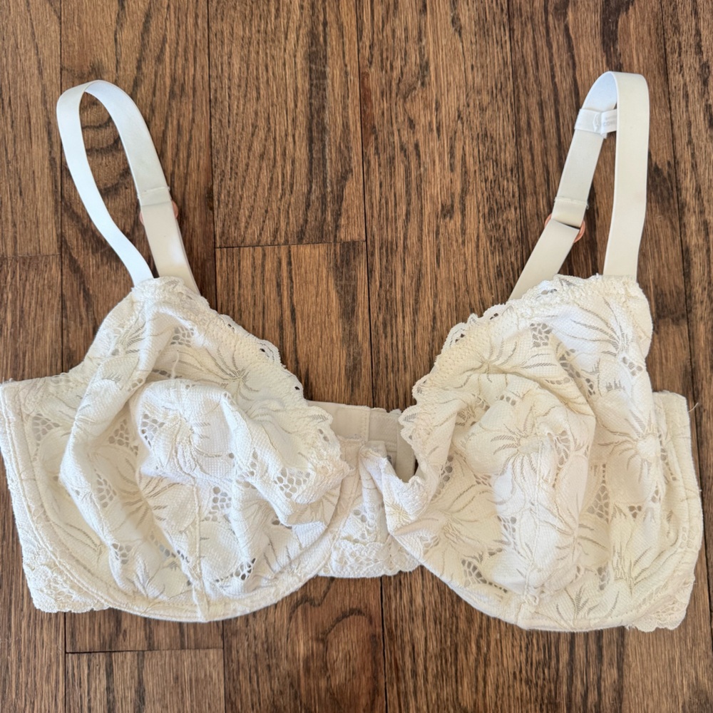 Aerie White/Cream Floral Lace Bra